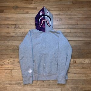 Bape half grey half purple shake full zip size large